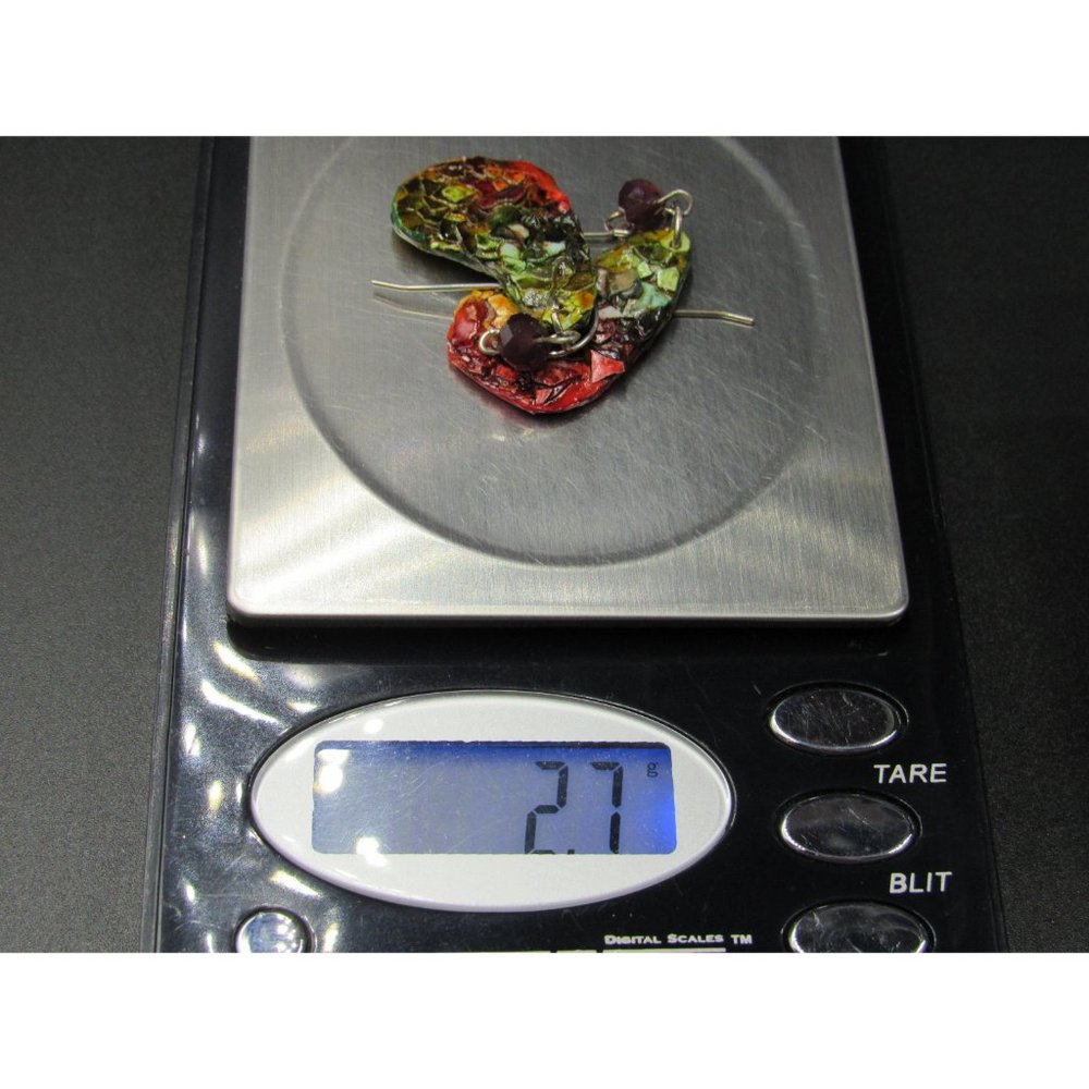 Sterling Silver Odd Shape Multicolored Painted Ha… - image 7